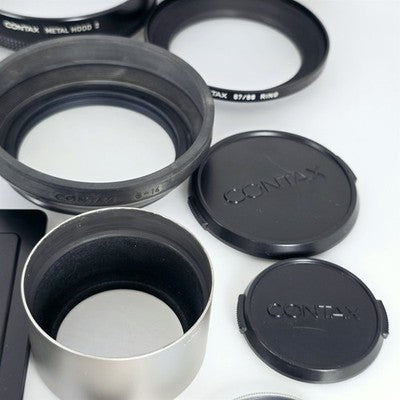 [Pre-owned] Contax Accessories Lot — Lens Hood, Caps, Adapter Ring, Filter — Near MINT — Japan #2471