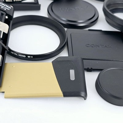 [Pre-owned] Contax Accessories Lot — Lens Hood, Caps, Adapter Ring, Filter — Near MINT — Japan #2471
