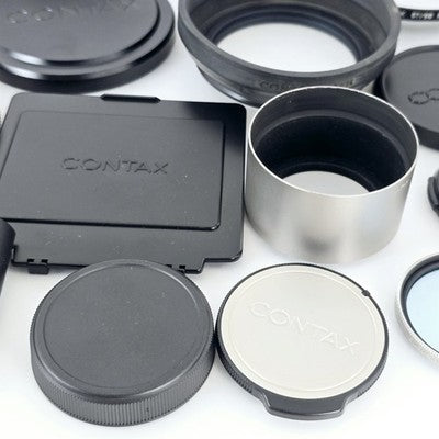 [Pre-owned] Contax Accessories Lot — Lens Hood, Caps, Adapter Ring, Filter — Near MINT — Japan #2471