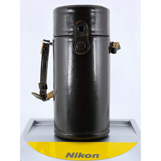[Pre-owned] Nikon Nippon Kogaku Tokyo Leather Lens Case 6.7in x 2.8in — Near MINT — Japan #4642
