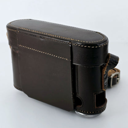 [Pre-owned] Leica Vintage Brown Leather Camera Hard Case — Excellent+++++ — Japan #5456