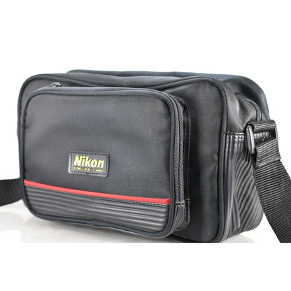 [Pre-owned] Genuine Nikon Camera Lens Shoulder Bag Gold Letters Red Line — MINT — Japan #2287