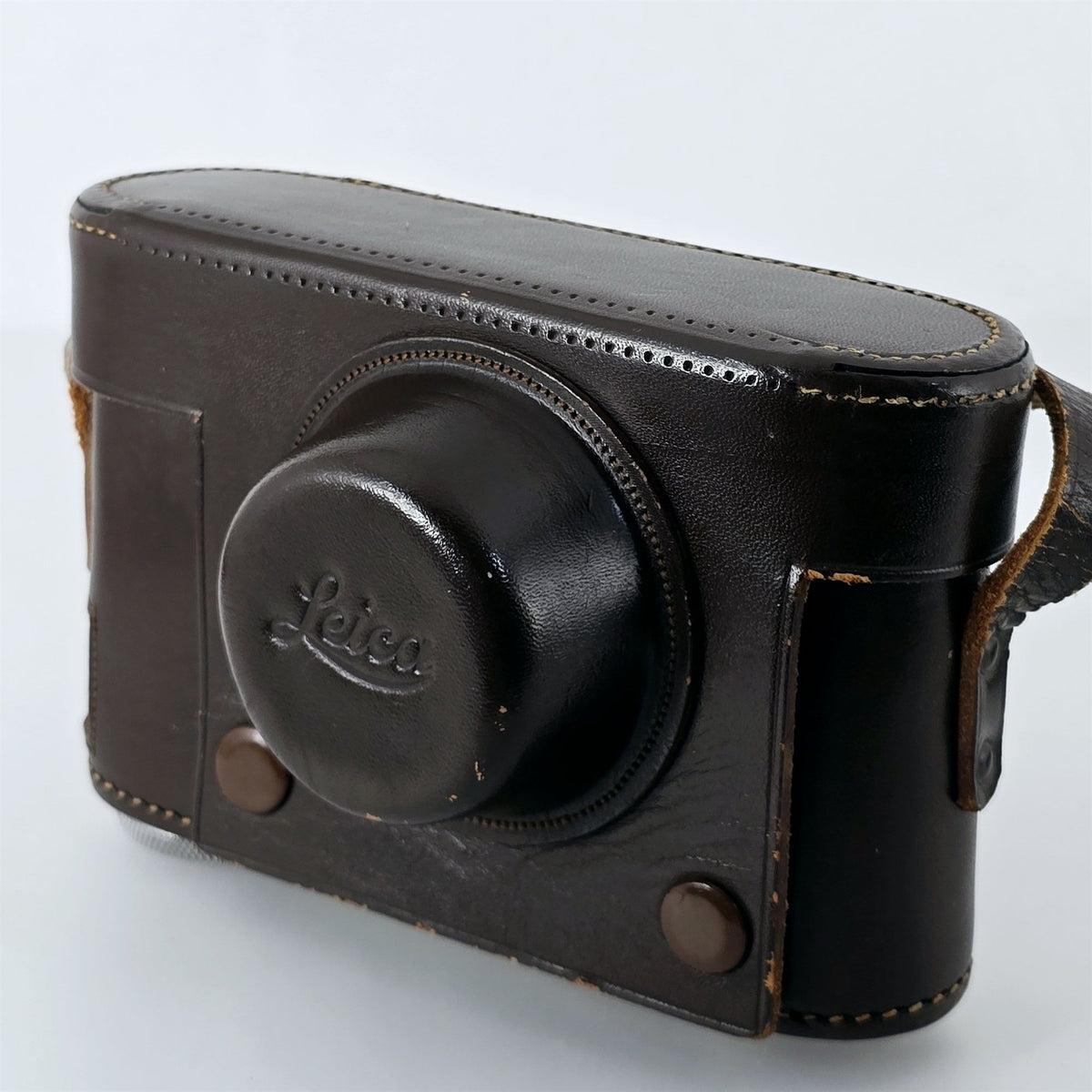[Pre-owned] Leica Vintage Brown Leather Camera Hard Case — Excellent+++++ — Japan #5456