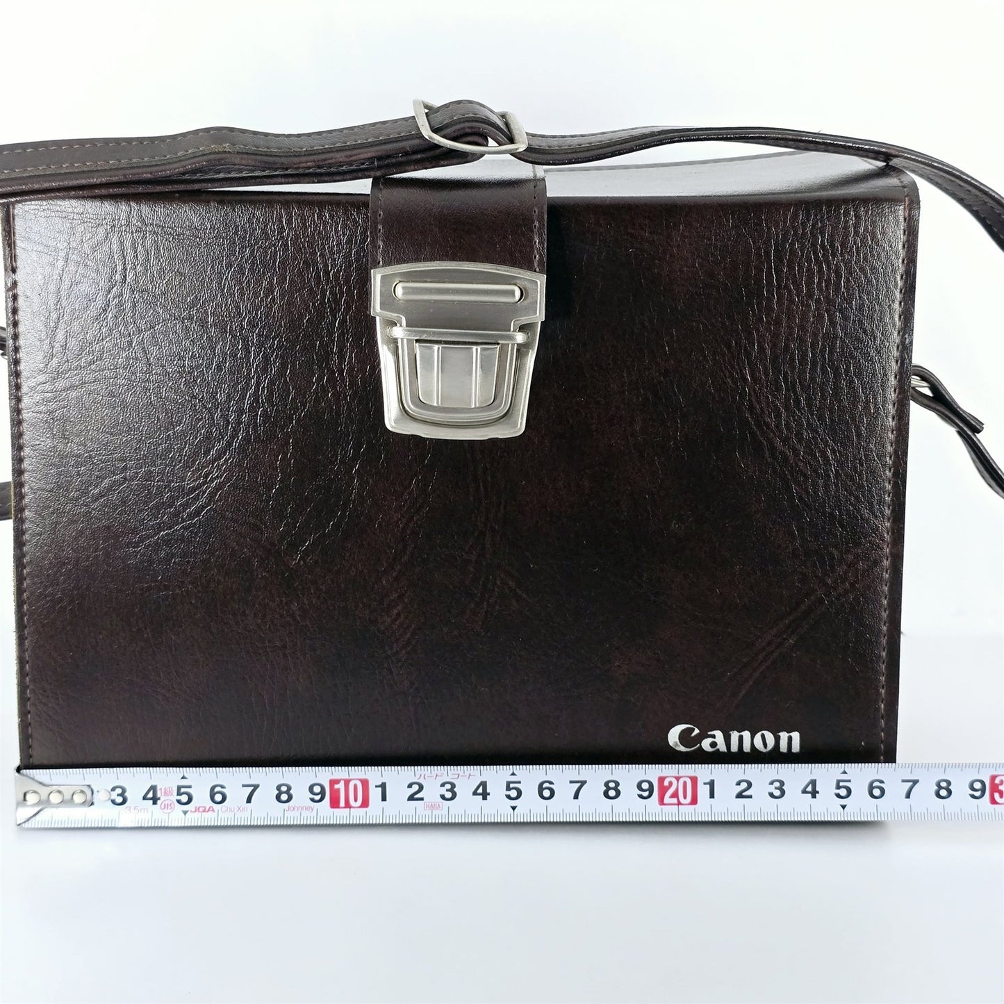 [Pre-owned] Genuine Canon Leather Camera Bag Brown Hard Case Box — Near Mint — Japan #5569