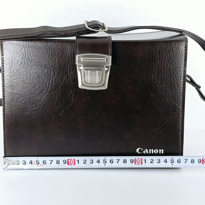[Pre-owned] Genuine Canon Leather Camera Bag Brown Hard Case Box — Near Mint — Japan #5569