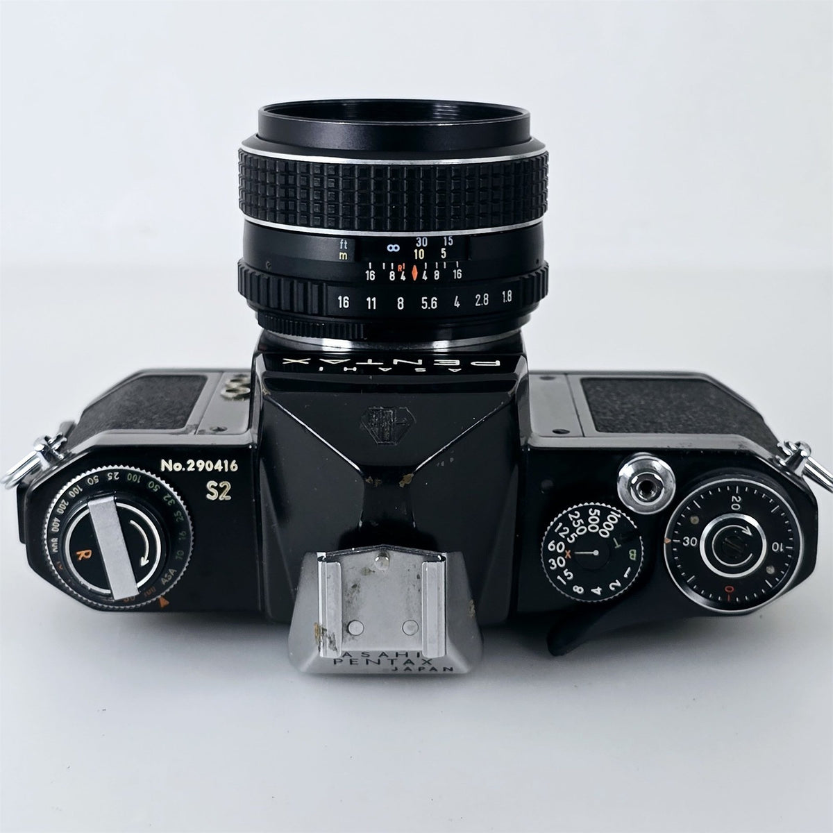 [Pre-owned] Pentax S2 Black SLR 35mm Film Camera with SMC Takumar 55mm f/1.8 — Excellent+++++ — Japan #5862