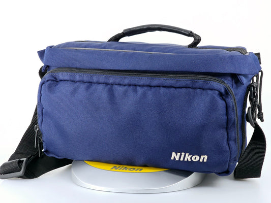 🌸[Near MINT] Genuine Nikon Camera Lens Shoulder Bag Nylon Navy blue From JAPAN