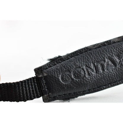 [Pre-owned] Contax Genuine Camera Neck Strap Black Nylon 0.98in (2.5cm) — Near MINT — Japan #2235
