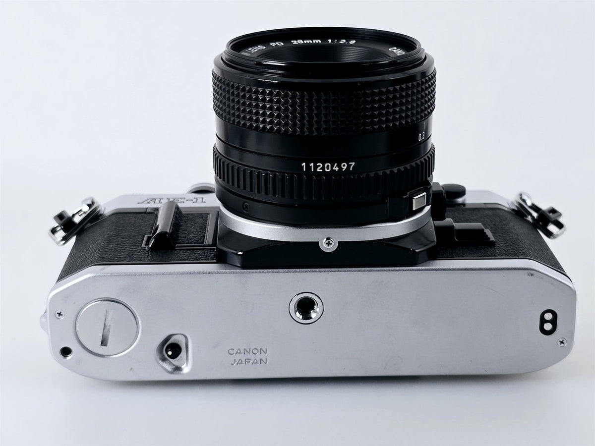 [Pre-owned] Canon AE-1 SLR Film Camera with New FD 28mm f2.8 Lens — Near Mint — Japan #4900