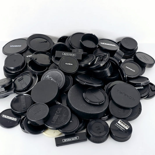 [Pre-owned] Bulk Lot 100 pcs Camera Lens Caps Front Rear Assorted — Near Mint — Japan #5566