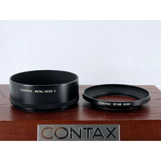 [Pre-owned] Contax Metal Lens Hood 4 with 67/86 Adapter Ring Set — MINT — Japan #4229
