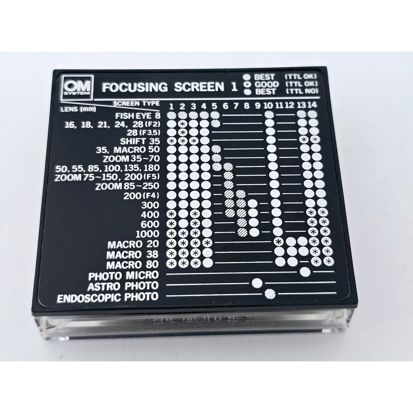 [Pre-owned] Olympus OM Focusing Screen 1-1 Genuine for OM-1 2 2N 3 4 — MINT — Japan #3978
