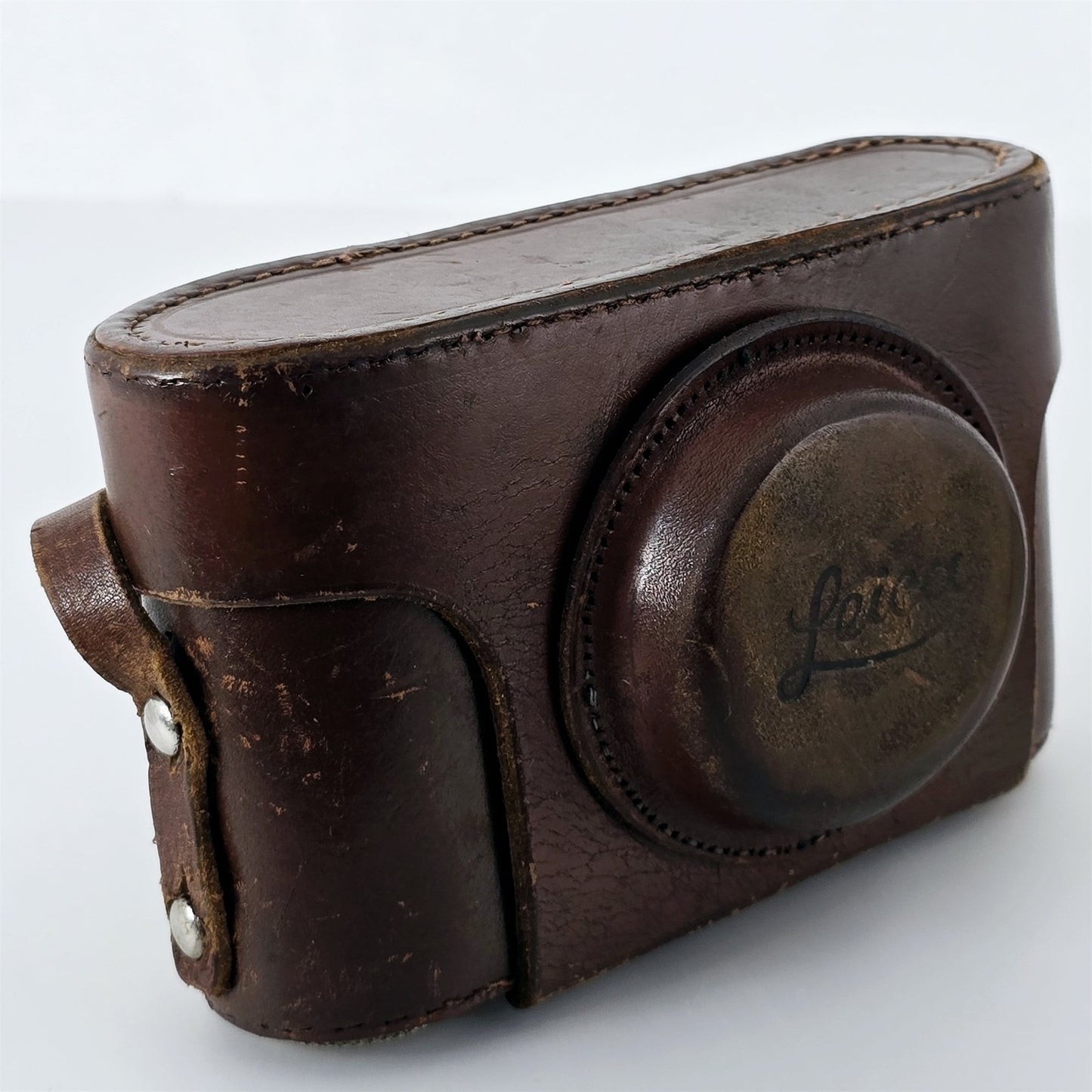 [Pre-owned] Vintage Leica Brown Leather Hard Camera Case — Excellent+++++ — Japan #5455