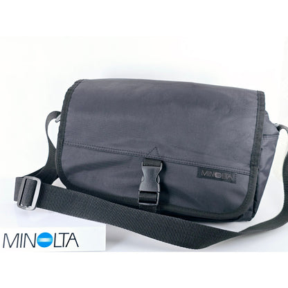 [Pre-owned] Genuine Minolta Camera Lens Shoulder Bag (Nylon, Black) — Near MINT — Japan #5073