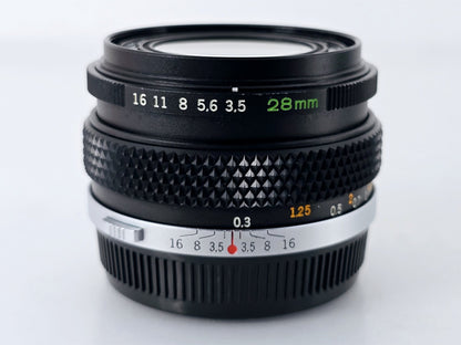 [Pre-owned] Olympus OM System G.Zuiko Auto-W 28mm F3.5 MF Lens — Near Mint+++ — Japan #4063