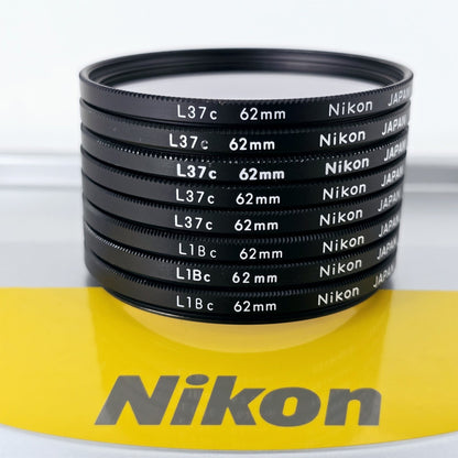[Pre-owned] Genuine Nikon L37c L1Bc 62mm Lens Filter Set (8 pcs) — Near Mint — Japan #5451