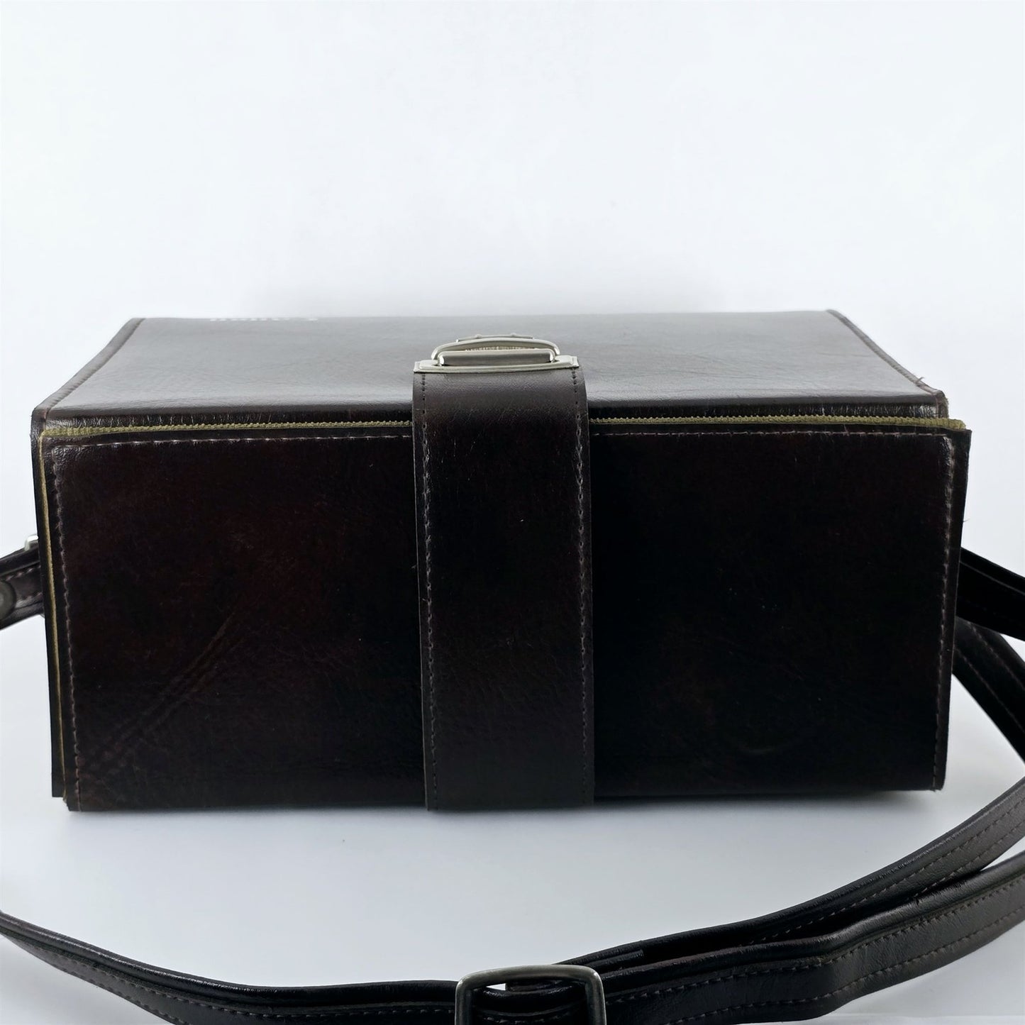 [Pre-owned] Genuine Canon Leather Camera Bag Brown Hard Case Box — Near Mint — Japan #5569