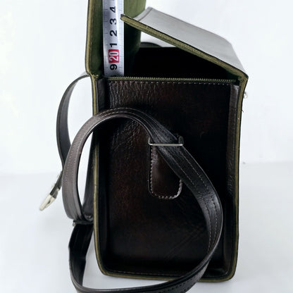 [Pre-owned] Genuine Canon Leather Camera Bag Brown Hard Case Box — Near Mint — Japan #5569