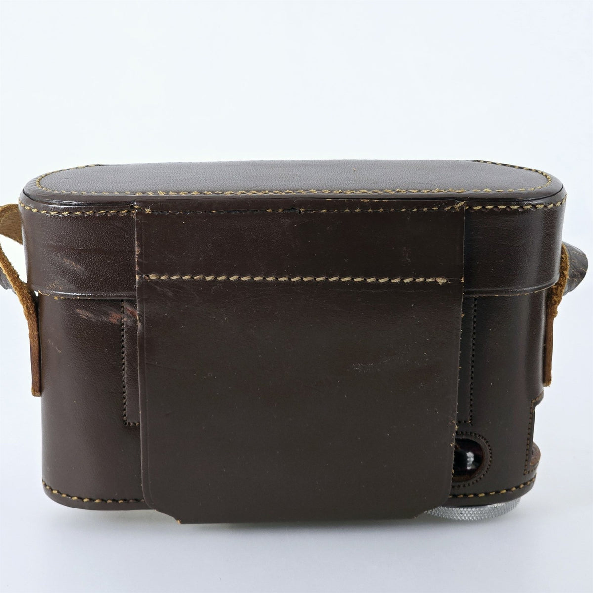 [Pre-owned] Leica Vintage Brown Leather Camera Hard Case — Excellent+++++ — Japan #5456