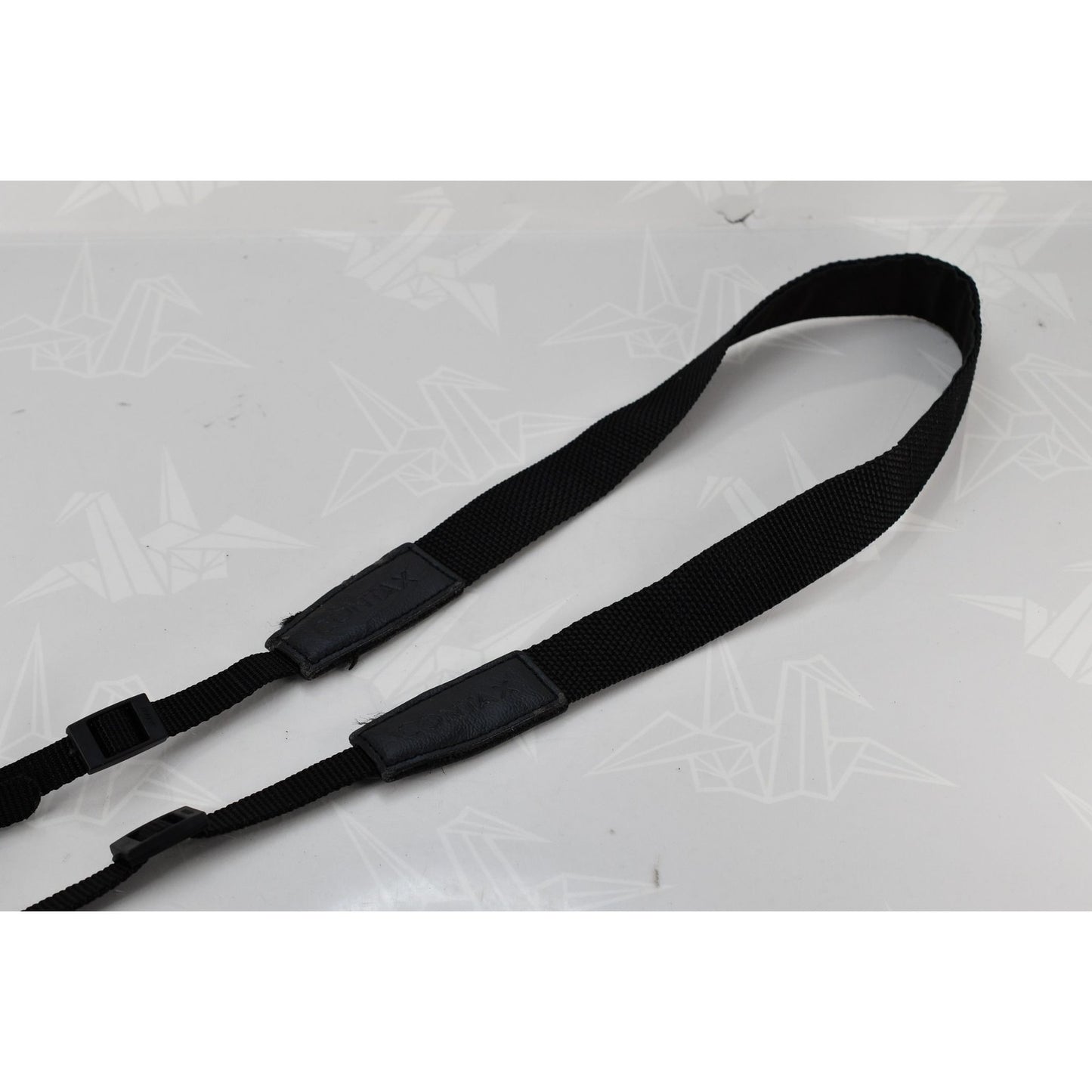 [Pre-owned] Contax Genuine Camera Neck Strap Black Nylon 0.98in (2.5cm) — Near MINT — Japan #2235