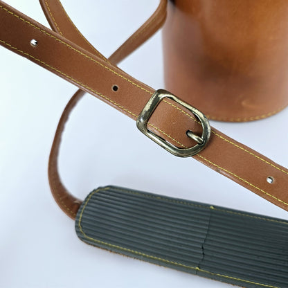 [Pre-owned] Genuine Hasselblad Hard Leather Lens Carrying Case — Excellent+++++ — Japan #5347