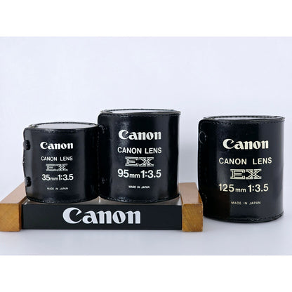 [Pre-owned] Canon EX Lens Hard Leather Case for 35/3.5 95/3.5 125/3.5 — Near MINT — Japan #4662