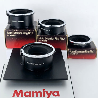 [Pre-owned] Mamiya M645 Auto Extension Ring No.1 2 3 3-s Set for M645 — Mint — Japan #5609