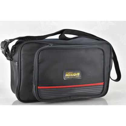 [Pre-owned] Genuine Nikon Camera Lens Shoulder Bag Gold Letters Red Line — MINT — Japan #2287