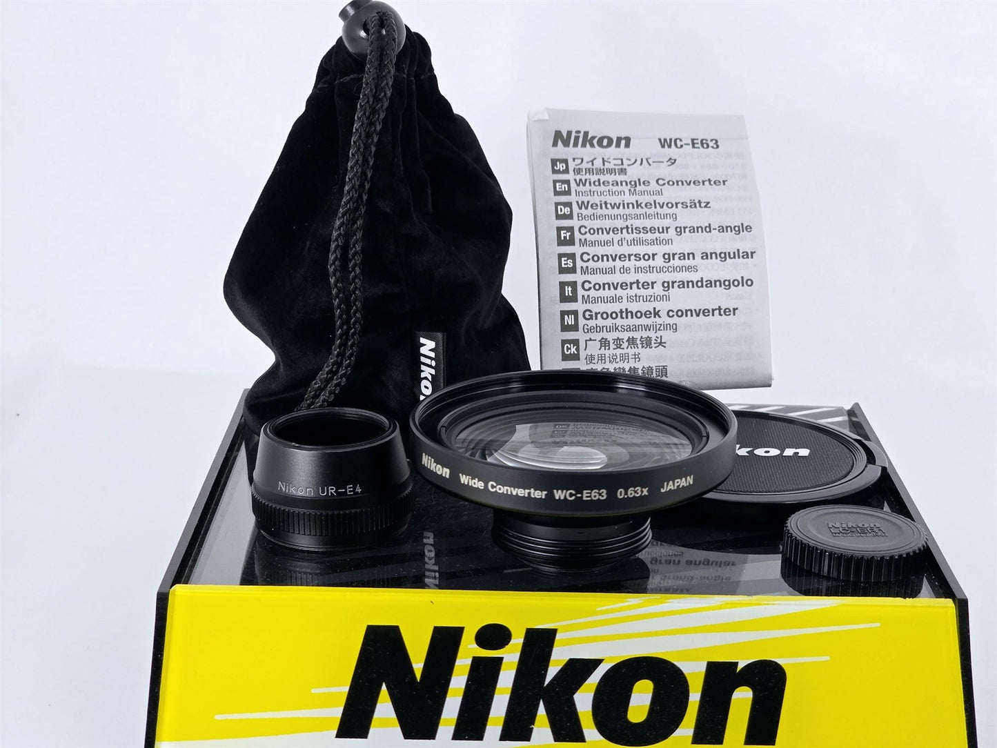 [Pre-owned] Nikon WC-E63 0.63x Wide Converter w/ UR-E4 Adapter — Mint — Japan #5273