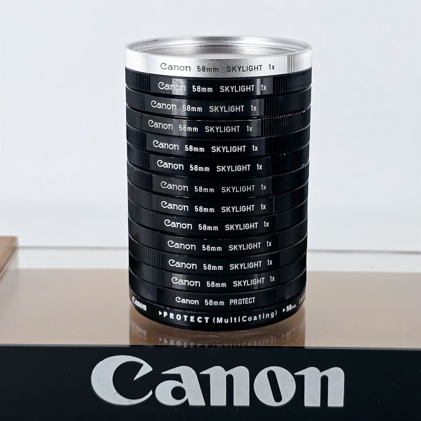 [Pre-owned] Canon Skylight 1x / Protect / UV 58mm Lens Filter Bundle (14 pcs) — Near Mint — Japan #5453