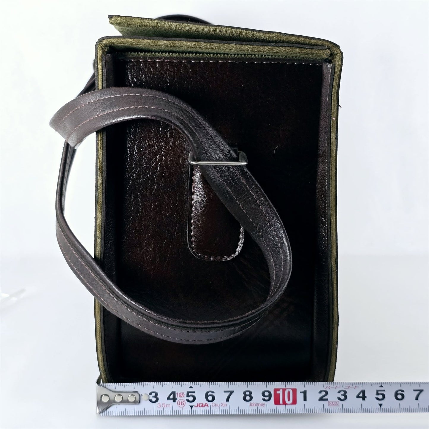 [Pre-owned] Genuine Canon Leather Camera Bag Brown Hard Case Box — Near Mint — Japan #5569