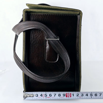 [Pre-owned] Genuine Canon Leather Camera Bag Brown Hard Case Box — Near Mint — Japan #5569
