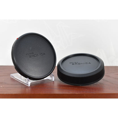 [Pre-owned] Zenza Bronica ETR Body Cap & Rear Lens Cap — Top MINT — Japan #2186