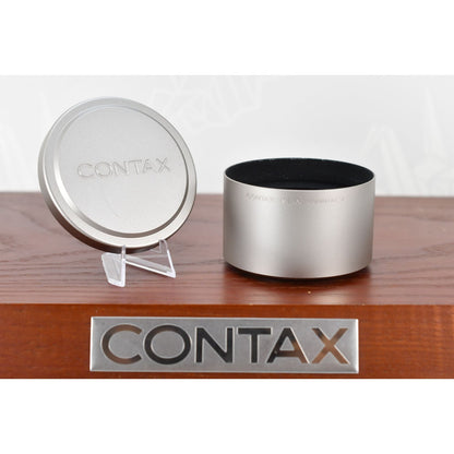[Pre-owned] Contax Metal Hood GG-3 57mm & GK-54 Lens Cap — Top MINT — Japan #2190
