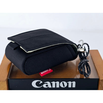 [Pre-owned] Canon IXY Digital Camera Case Black with Strap (Genuine) — Top MINT — Japan #4655