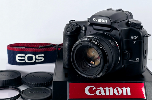 🌸[MINT] Canon EOS 7 ELAN 7E 35mm Film Camera EF 50mm F1.8 AF Lens From Japan