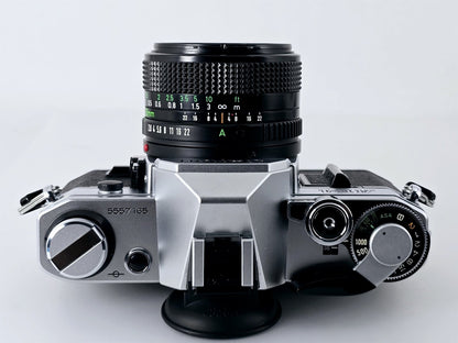 [Pre-owned] Canon AE-1 SLR Film Camera with New FD 28mm f2.8 Lens — Near Mint — Japan #4900