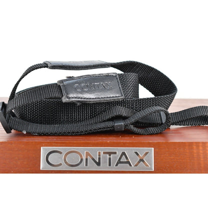 [Pre-owned] Contax Genuine Camera Neck Strap Black Nylon 0.98in (2.5cm) — Near MINT — Japan #2235