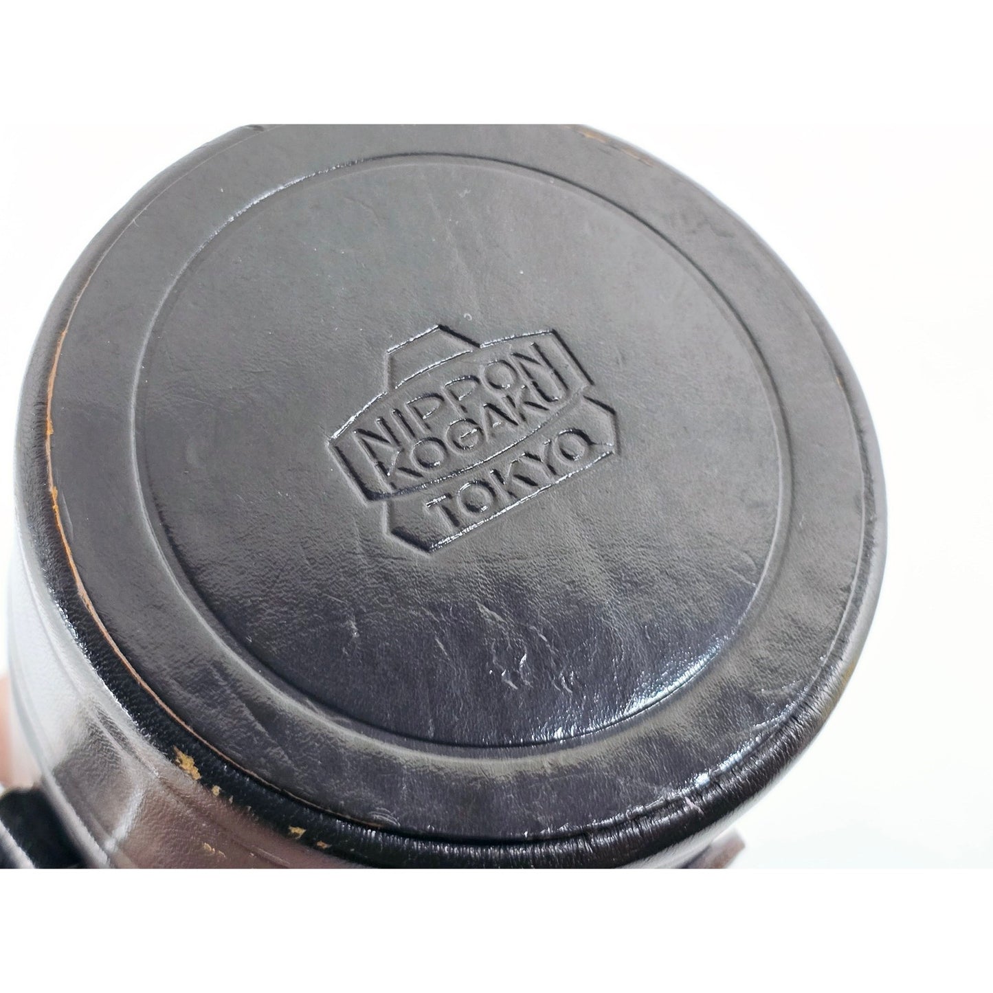[Pre-owned] Nikon Nippon Kogaku Tokyo Leather Lens Case 6.7in x 2.8in — Near MINT — Japan #4642