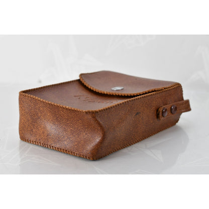 [Pre-owned] Nikon SS-7 Soft Brown Leather Flash Case for SB-7 SB-8 SB-9 SB-10 — MINT — Japan #2398