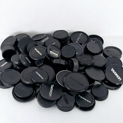 [Pre-owned] Bulk Lot 100 pcs Camera Lens Caps Front & Rear Assorted — Near Mint — Japan #5567