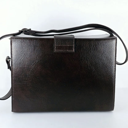 [Pre-owned] Genuine Canon Leather Camera Bag Brown Hard Case Box — Near Mint — Japan #5569