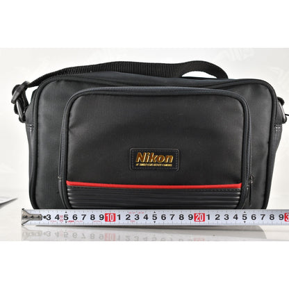 [Pre-owned] Genuine Nikon Camera Lens Shoulder Bag Gold Letters Red Line — MINT — Japan #2287
