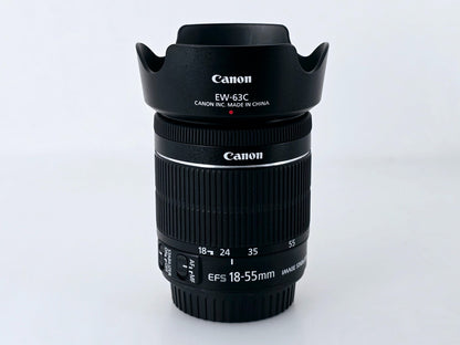 🌸[MINT] Canon EF-S 18-55mm F3.5-5.6 IS STM Zoom Lens w/EW-63C Hood From JAPAN