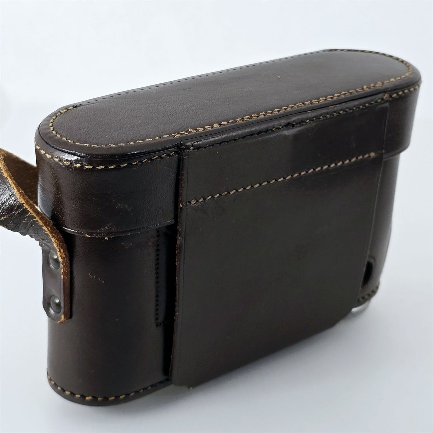 [Pre-owned] Leica Vintage Brown Leather Camera Hard Case — Excellent+++++ — Japan #5456