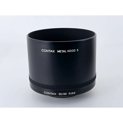 [Pre-owned] Contax Metal Lens Hood 5 with 55/86 Ring Adapter (Genuine) — Near MINT+++ — Japan #4796