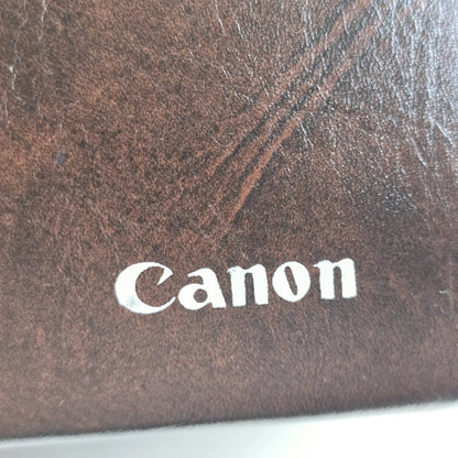 [Pre-owned] Genuine Canon Leather Camera Bag Brown Hard Case Box — Near Mint — Japan #5569