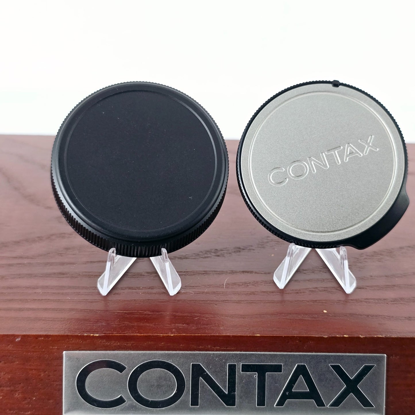 [Pre-owned] Contax GK-B Chrome Body Cap & GK-R1 Rear Lens Cap Set for G1 G2 — Top MINT — Japan #1859
