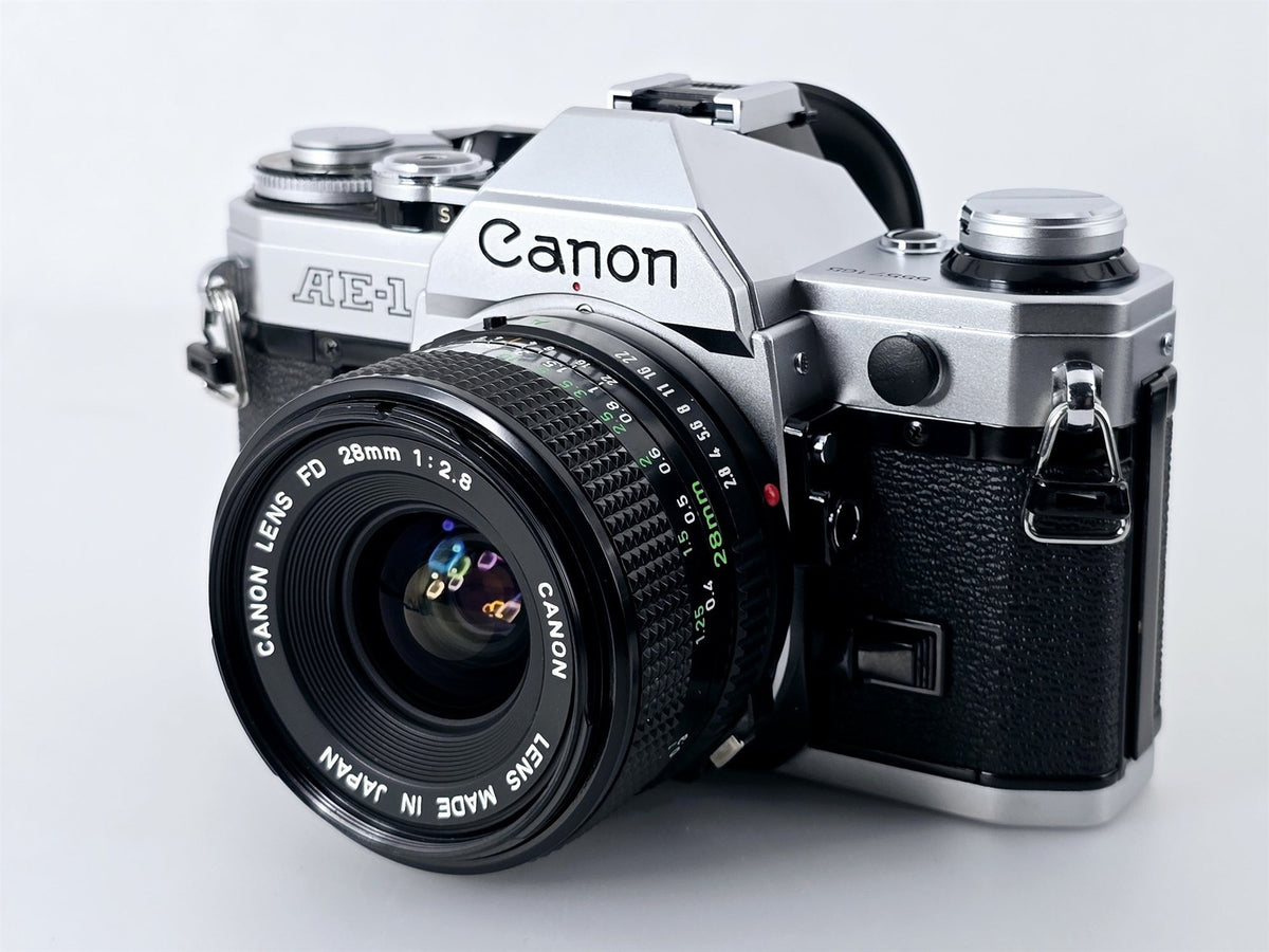 [Pre-owned] Canon AE-1 SLR Film Camera with New FD 28mm f2.8 Lens — Near Mint — Japan #4900