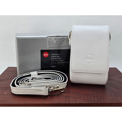 [Pre-owned] Leica 18699 Genuine Leather Camera Case White for C-LUX 2 — Unused — Japan #2477